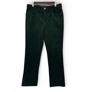 Chaps Women's Green Corduroy Pants Size 6 Stretch Straight Leg Mid Rise